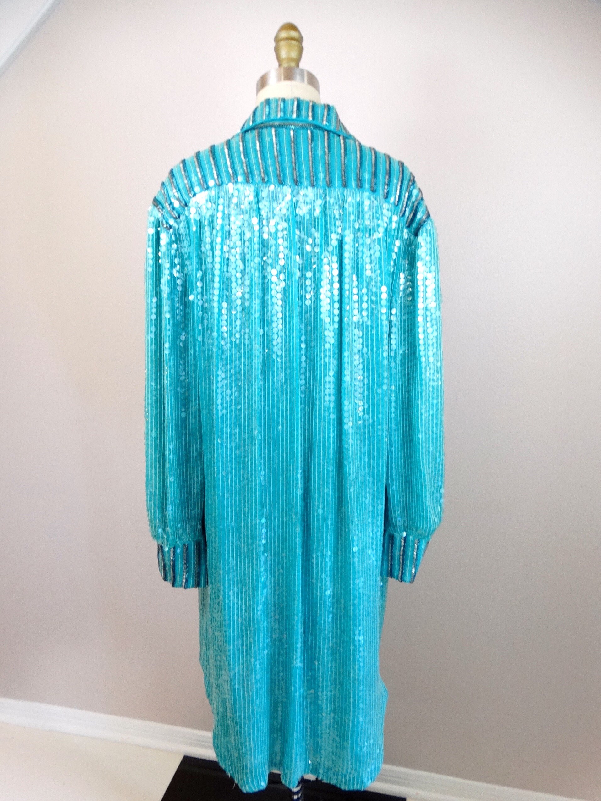 blue glitter shirt dress Charming Blue Sequin Mini Dress - US 4 main image 1