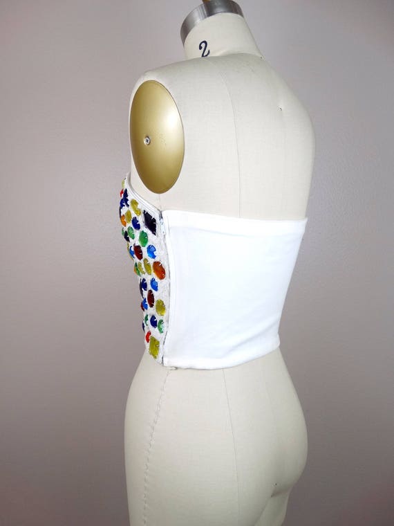 RARE Rainbow Jewel Encrusted Bustier / 1990’s Vin… - image 7