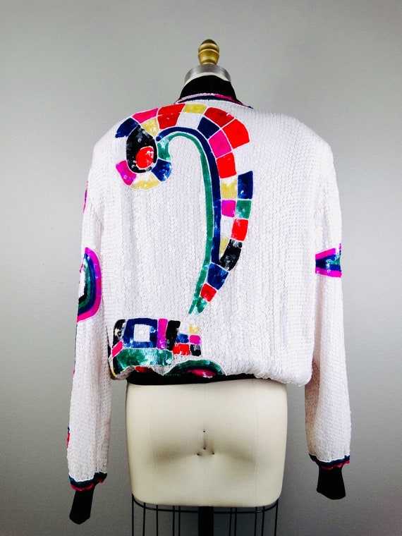 80s Rad Sequin Bomber // 1980's Vintage Sequined … - image 4