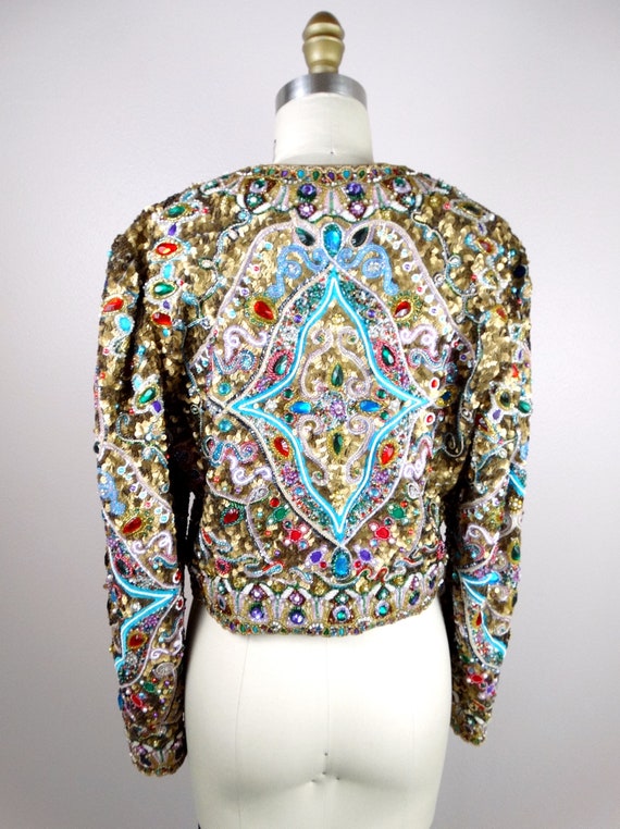 RARE Jewel Encrusted Designer Bolero / Ornate Gol… - image 9