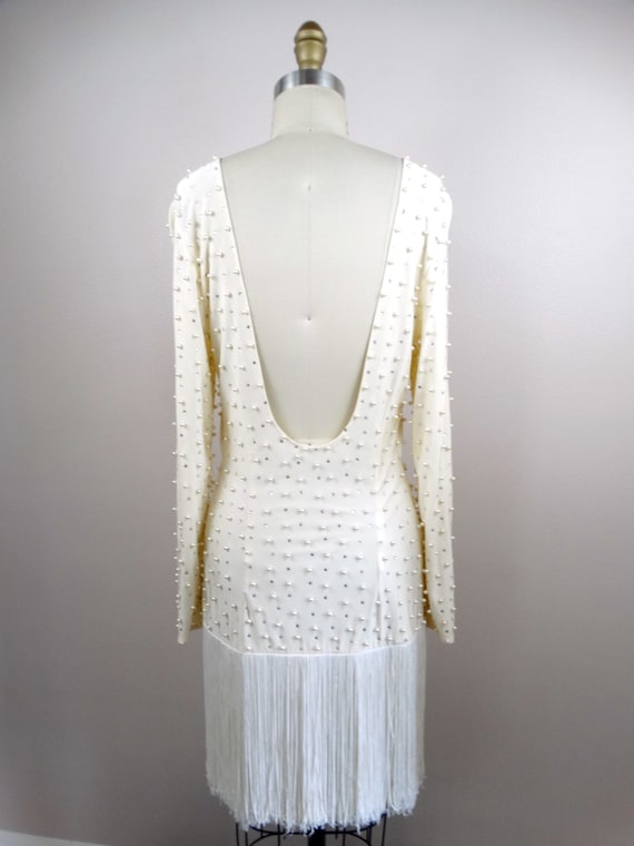 Rhinestone Crystal Beaded Fringe Dress // Pearl Beade… Gem