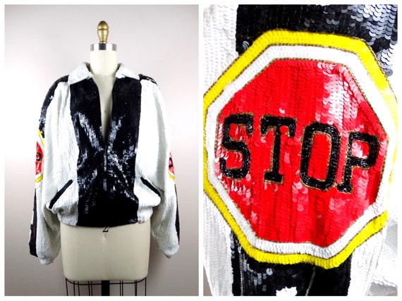 STOP SIGN Sequin Jacket // Funky Novelty Sequined