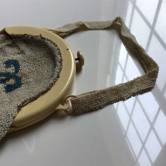 1900s Fully Beaded Celluloid Frame Purse // Antiq… - image 3