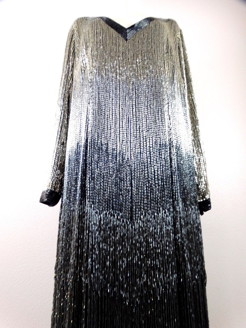 beaded fringe gown