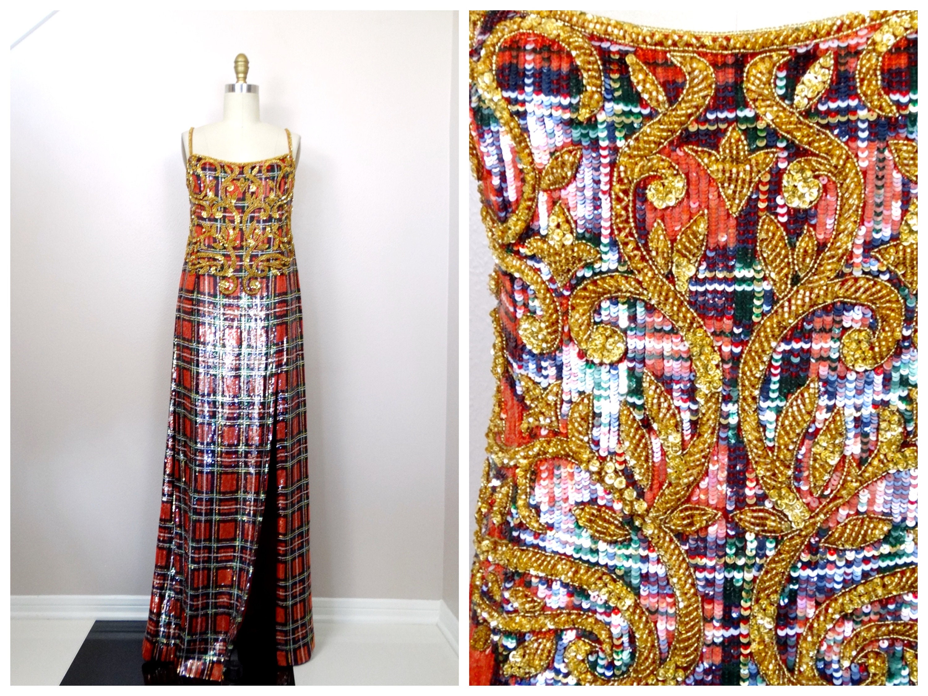 貴重 未使用 ESCADA ドイツ製 ビーズ スパンコール 刺繍 シルク