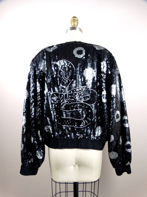 Snake Sequin Bomber Jacket / WILD Vintage Novelty… - image 5