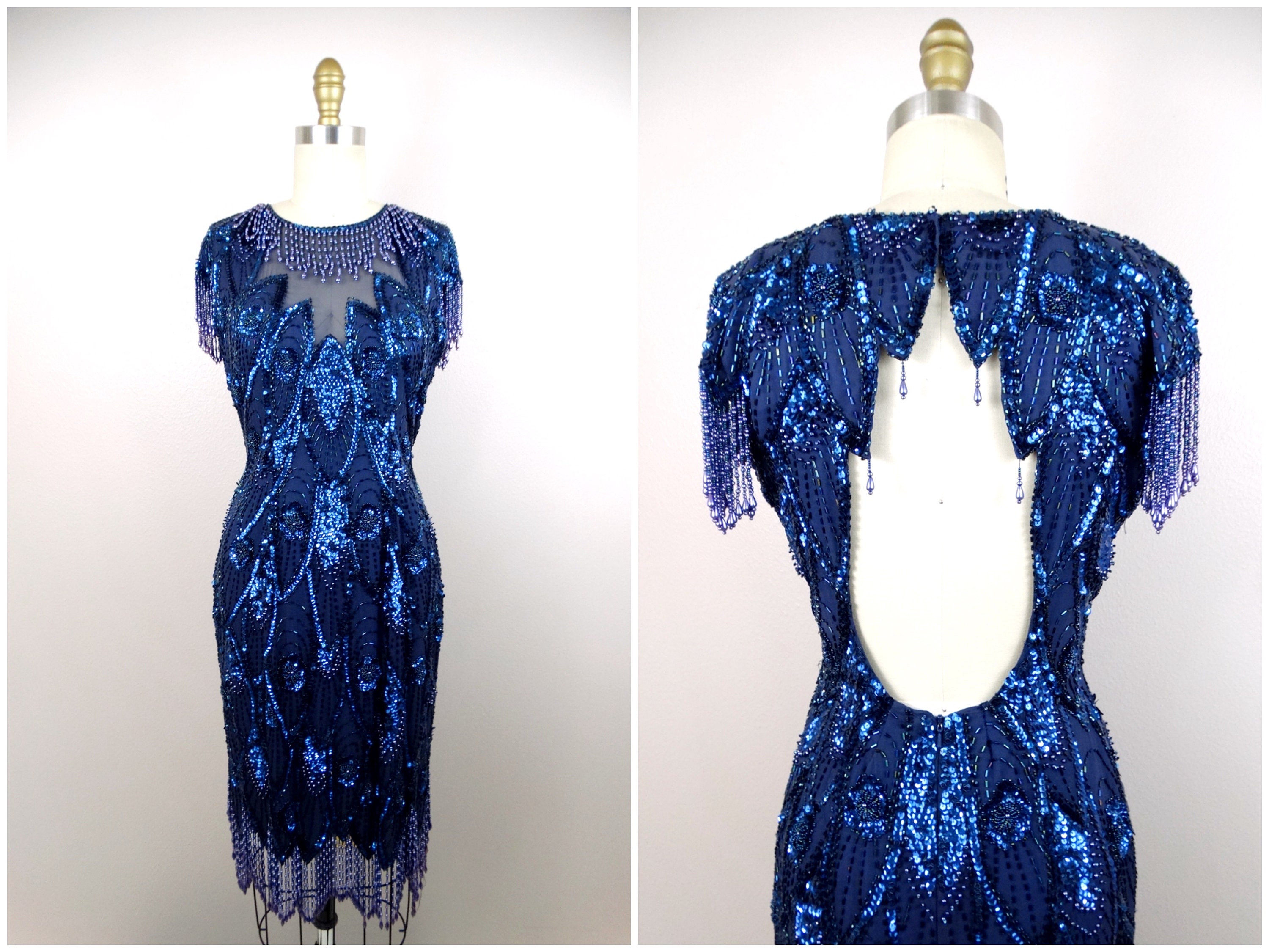 Navy tassel cheap dress