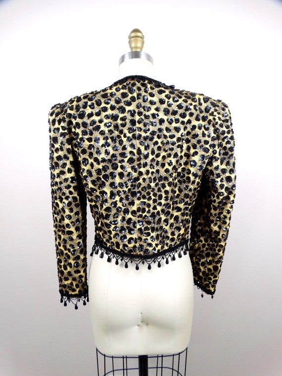 Vintage Designer Couture Sequin Beaded Bolero / S… - image 4