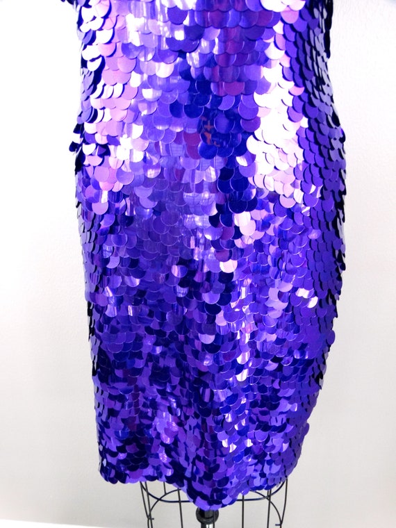 S/M Purple Paillette Sequined Trophy Dress // GLA… - image 3