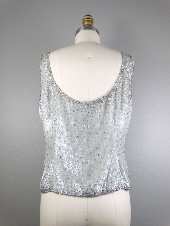 Escada Couture Sequined Top / Crystal Beaded Even… - image 4