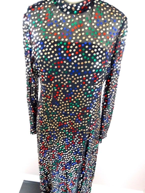 70s Sheer Confetti Sequin Evening Gown // Saks Fi… - image 6