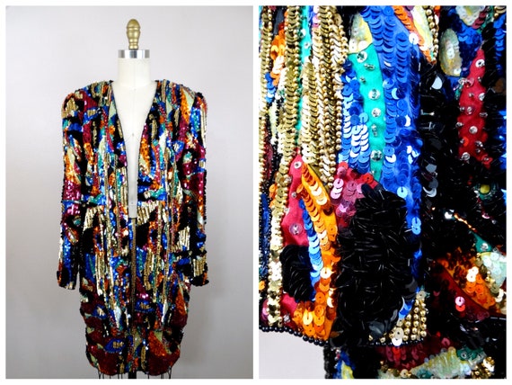 Heavily Beaded Sequined Skirt w/ Blazer Dress Sui… - image 8