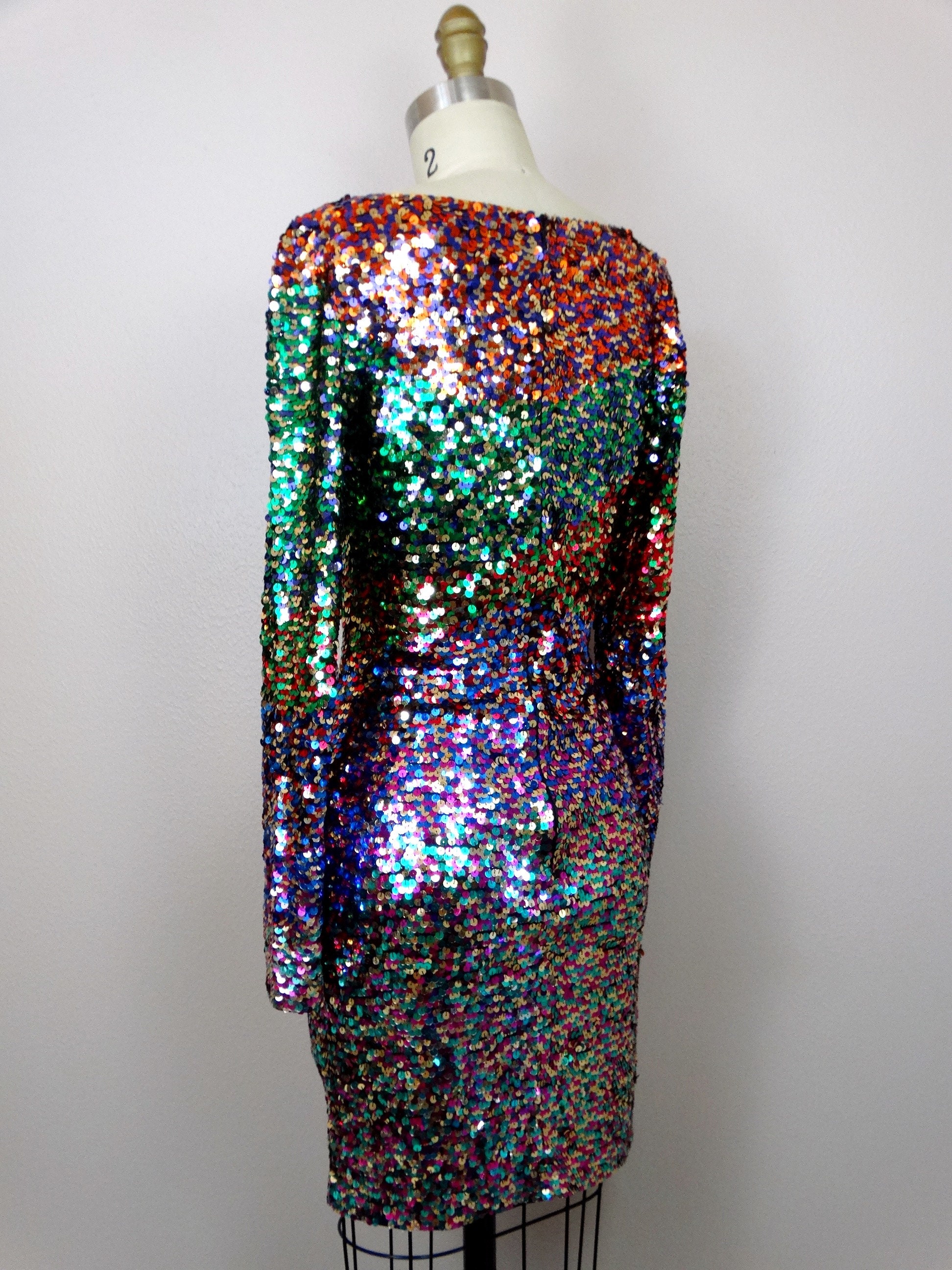 rainbow ombre sequin dress Hauture Ombre Rainbow Asymmetric Sequin Dress