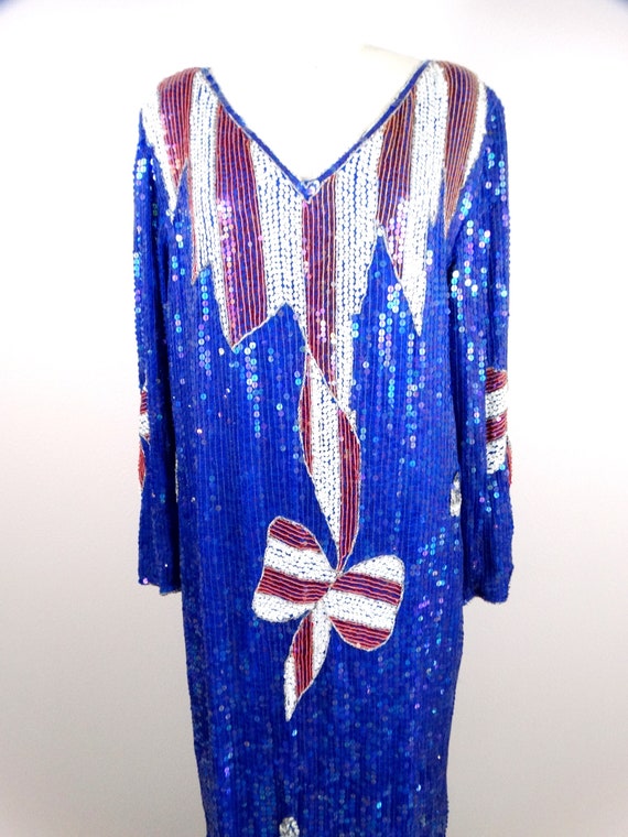 M/L Red White & Blue Sequin Dress // 1970’s Vinta… - image 2