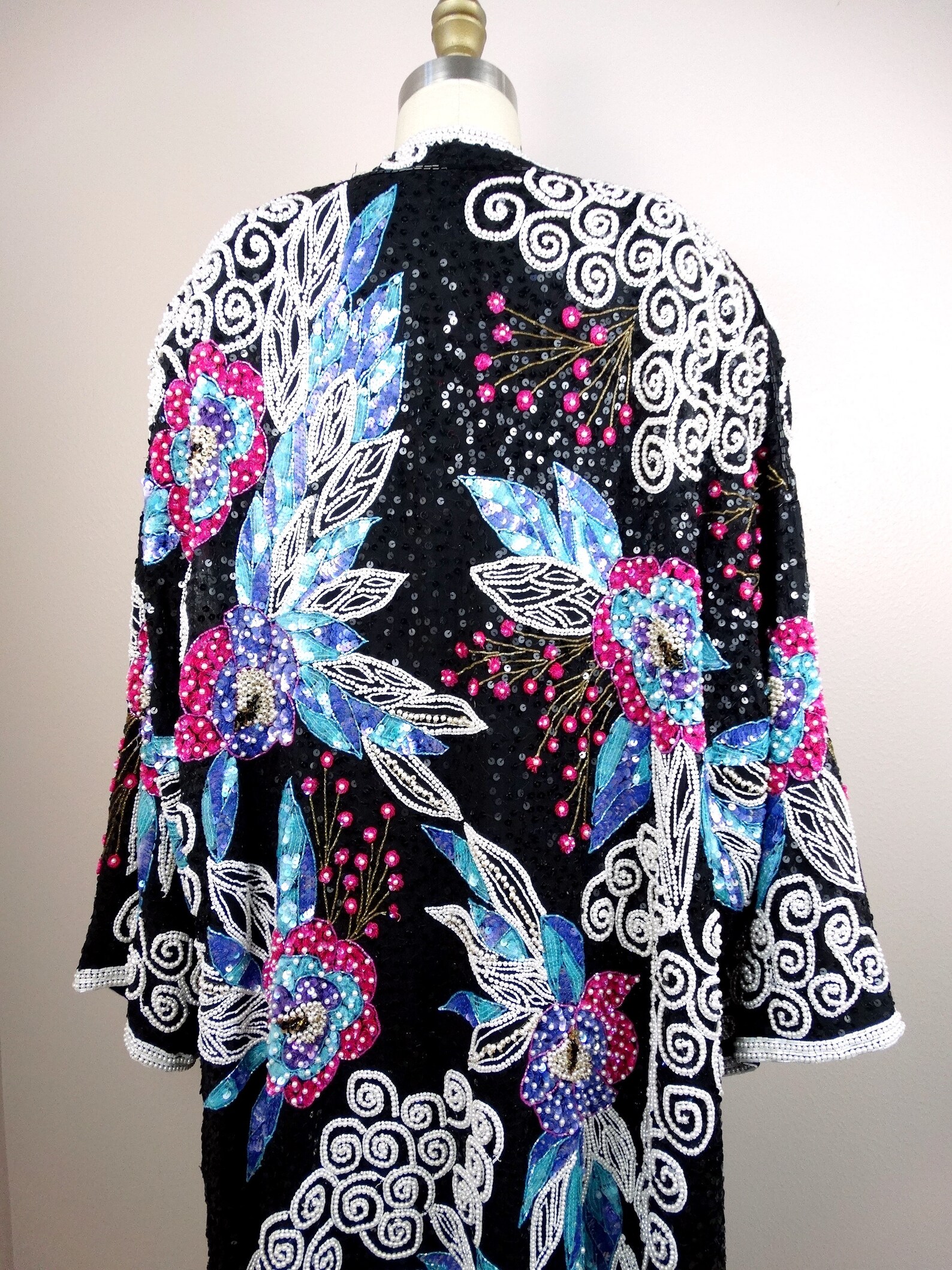 RARE Pearl Beaded Sequin Kimono Sleeve Jacket / Novelty Open Etsy
