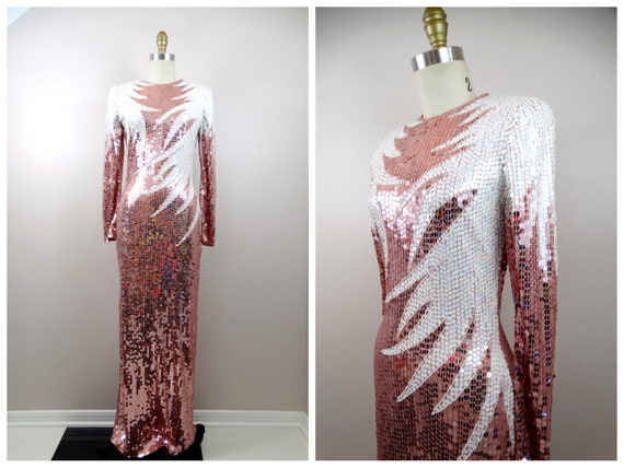 EXQUISITE Pink Sequin Gown / Art Deco Dusty Rose … - image 10