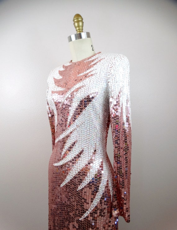 EXQUISITE Pink Sequin Gown / Art Deco Dusty Rose … - image 3