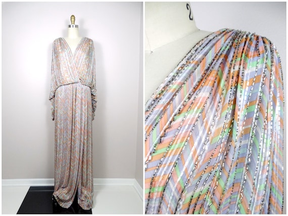bob mackie maxi dresses Vintage Bob Mackie Silk Beaded Gown