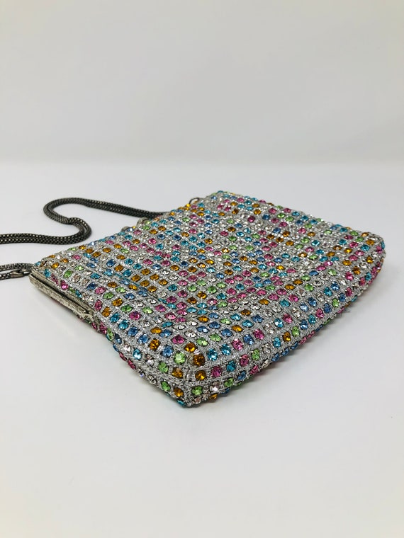 50s 60s Pastel Crystal Beaded Handbag // Rhinesto… - image 4