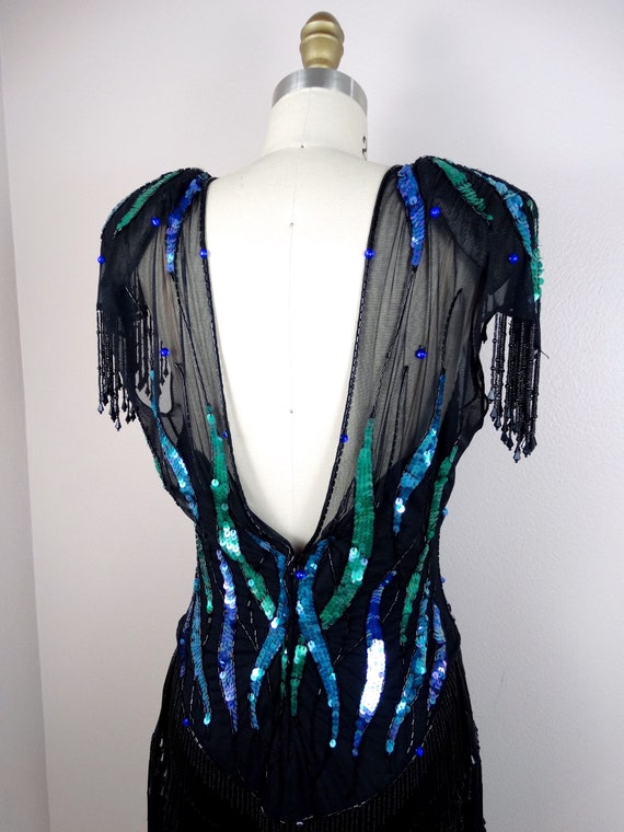 RARE Drop Bead Fringe Dress / Vintage Couture Seq… - image 7