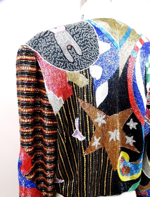 HEAVY All Beaded Jacket // RARE Whimsical Circus … - image 9