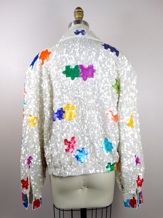 GLAM All Embellished Sequin Jacket / Rainbow Puzz… - image 9