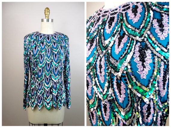 turquoise sequin top