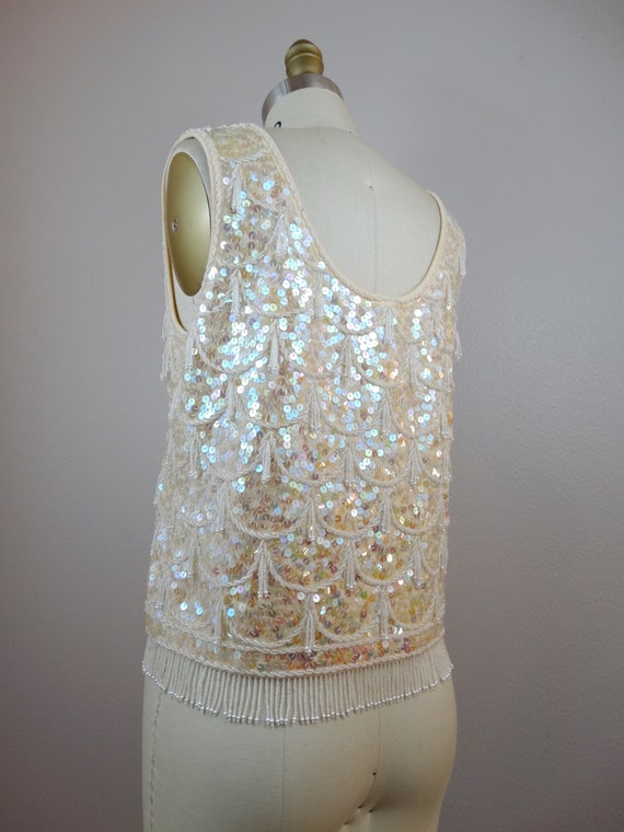 Escada Couture Sequin Fringe Beaded Tank Top and … - image 4