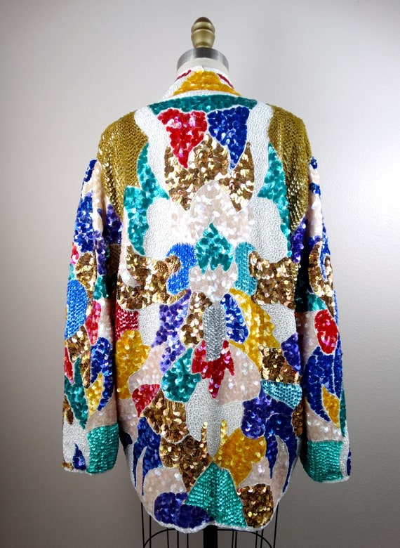 BOLD Sequin Jacket // Vintage Bright Sequined Jac… - image 4