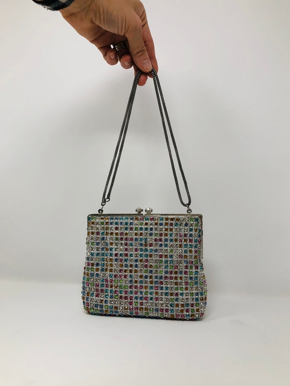 50s 60s Pastel Crystal Beaded Handbag // Rhinesto… - image 6