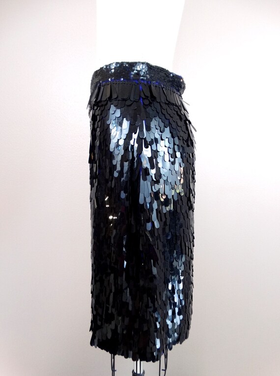 French Haute Couture Paillette Sequined Skirt // … - image 4