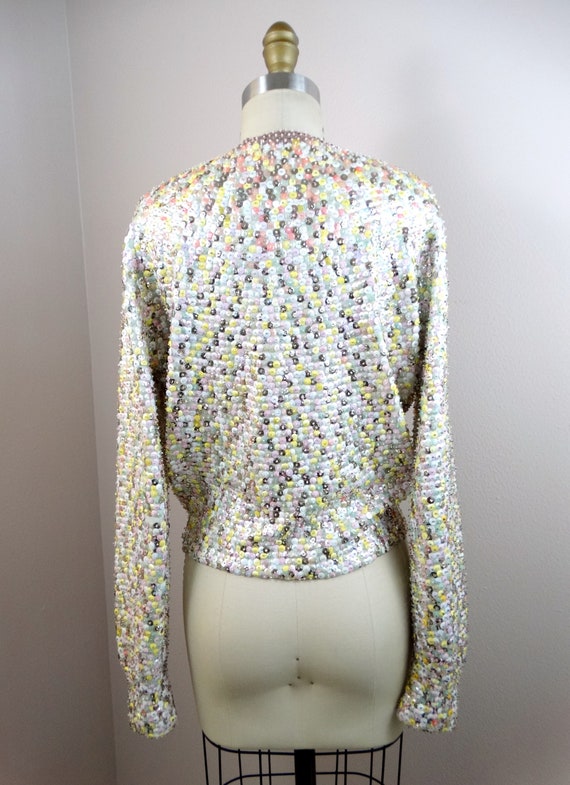 50s 60s Confetti Sequin Cardigan Top // 1950's Pa… - image 6