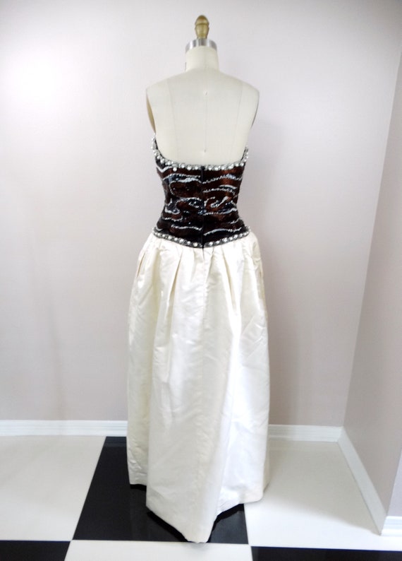 80s Gala Embellished Ballgown // Pearl Beaded Seq… - image 7
