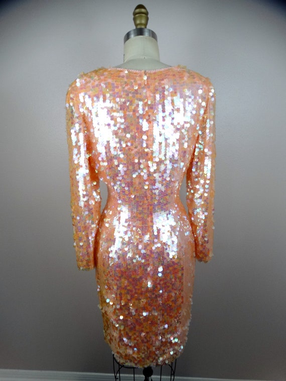 Sparkling Peach Paillette Sequin Dress // Iridesc… - image 6