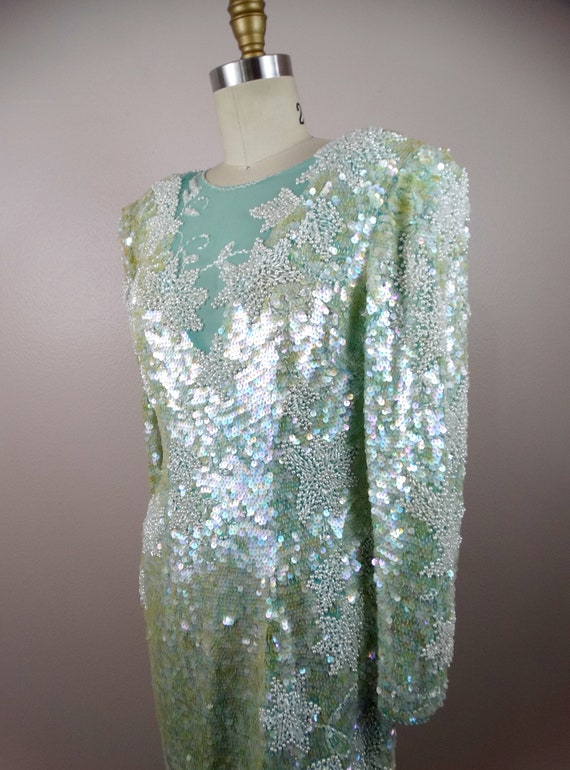 green emerald velvet dress Clemmie Light Green Sequin Detail Midi Dress – Get That Trend main image 1