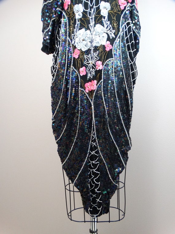 Vintage Floral Sequined Kaftan Dress // Oversized… - image 4