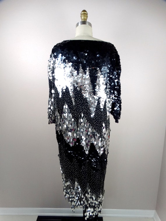 VTG Sequin Paillette Tassel Beaded Dress / Paille… - image 7