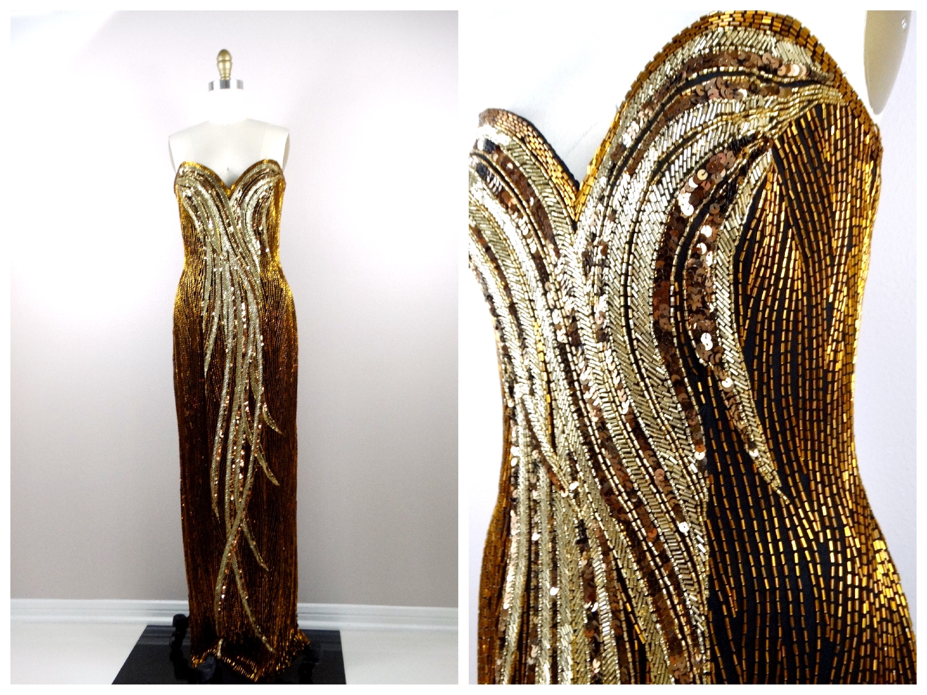 gold beaded dress
