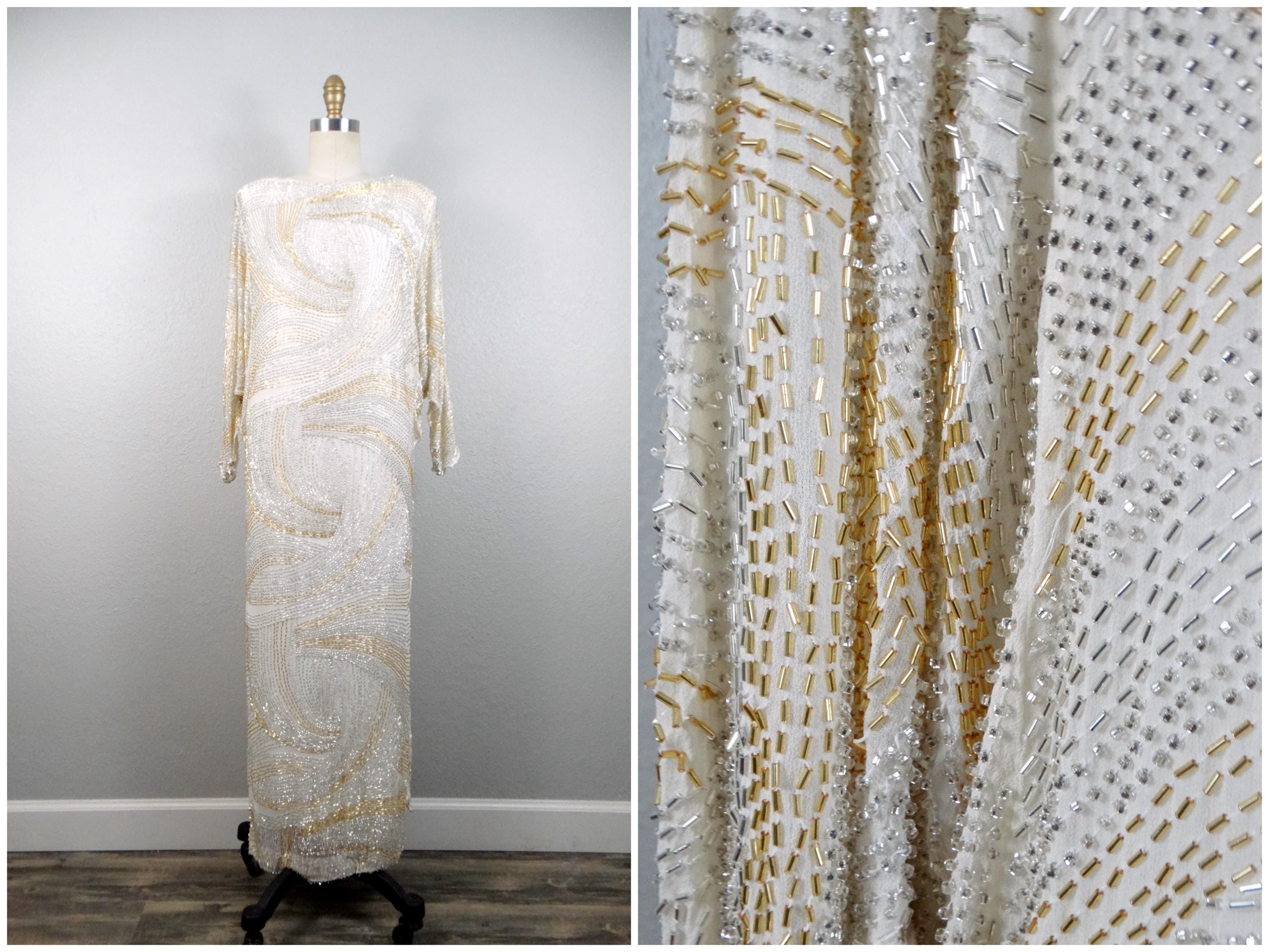 Hand Sewn Art Deco Beaded Gown