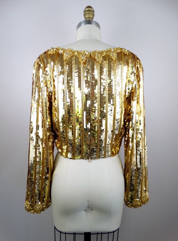 RARE Bill Blass Sequined Crop Top // Fully Embell… - image 2