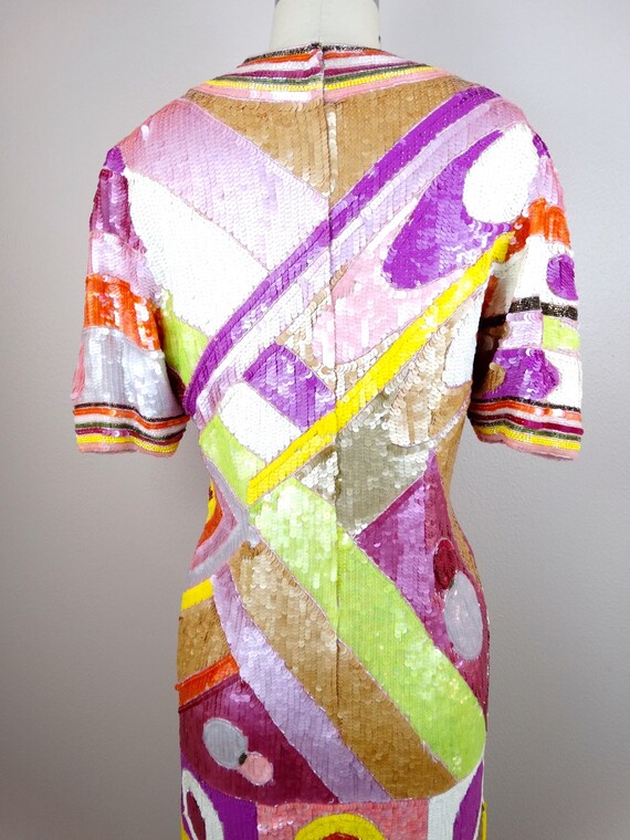 RARE Sequin Couture Dress / Vintage Beaded Sequin… - image 5