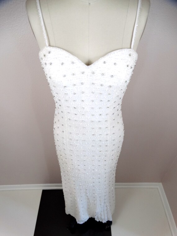 VTG Rhinestone Crystal Encrusted Wedding Gown // … - image 9