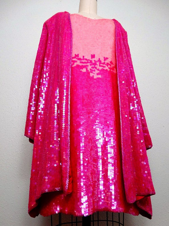 GLAM Ombré Pink Sequined Dress // Hot Pink Ombre … - image 3
