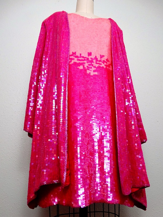 GLAM Ombré Pink Sequin Dress / Hot Pink Ombre Seq… - image 3