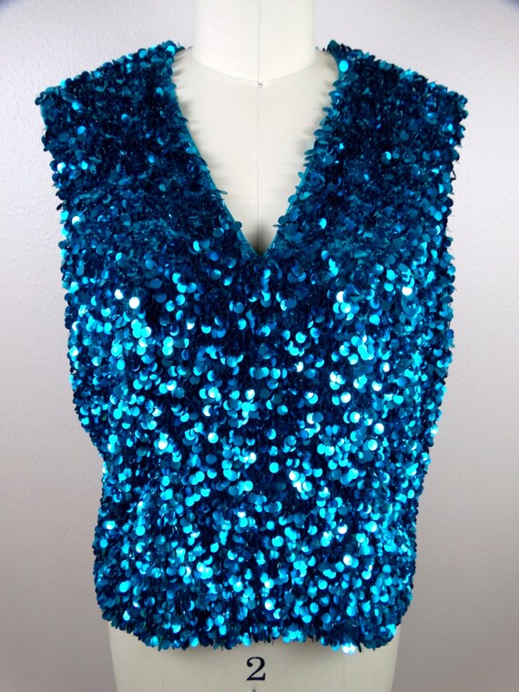 60s Paillette Sequined Top by Bullocks Wilshire /… - image 2