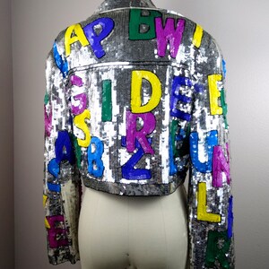 ALPHABET Letters Sequin Jacket // Retro Novelty Letter Sequined Cropped Jacket image 4