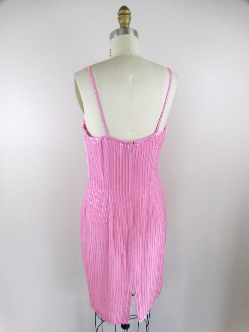 Vintage Pink Beaded Dress \u2023 Pastel Pink Beaded Dress \u2023 Silk Embellished Dress
