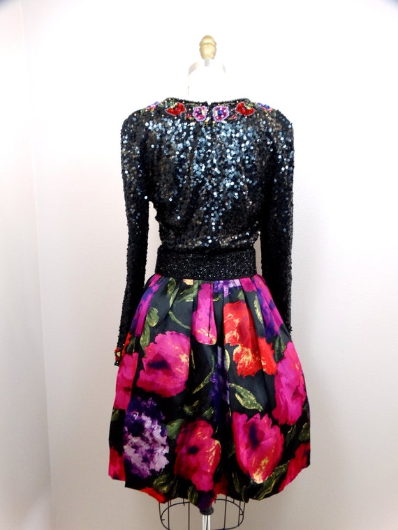 VTG Sequined Cocktail Dress / Vintage Evening Dre… - image 4