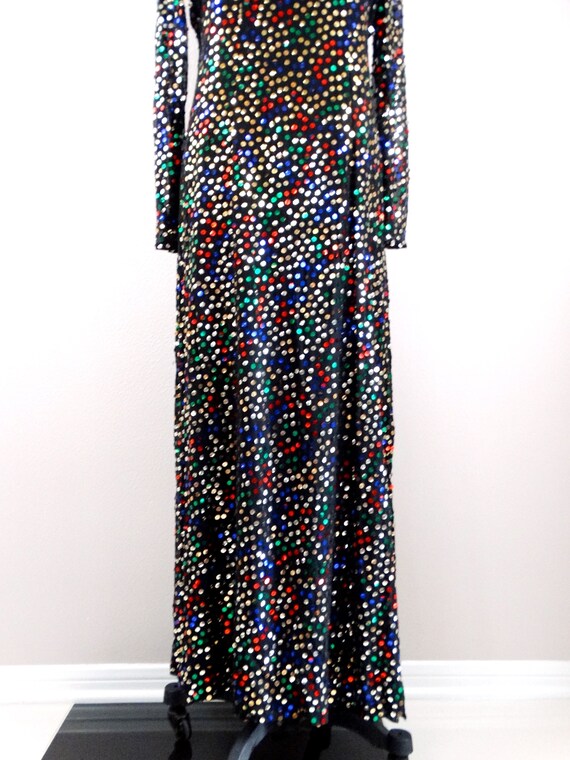 70s Sheer Confetti Sequin Evening Gown // Saks Fi… - image 3