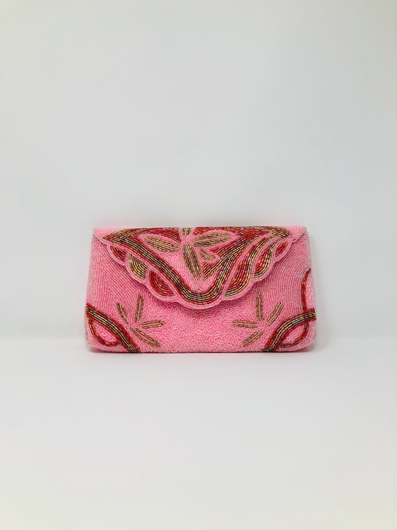 Pink Bridal Beaded Art Deco Handbag // Vintage Bea